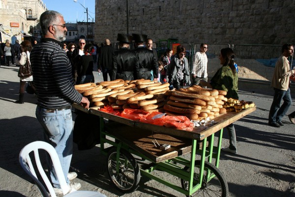 Jerusalem-coexist Arab bread seller Old Jerusalem