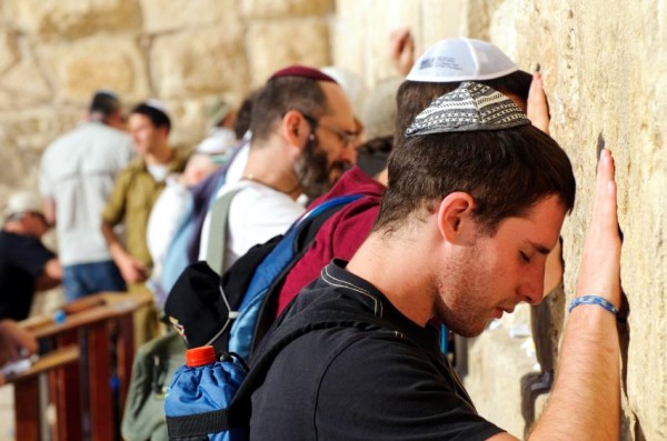 Jewish men-Praying-Western (Wailing) Wall