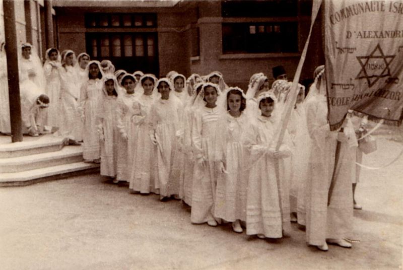 Jewish girls in Alexandria, Egypt have their Bat Mitzvah. This photo was taken prior to 1967.