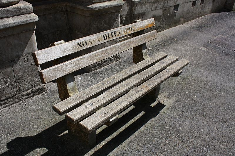 Non whites-bench-apartheid-Africa