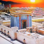 A painting portraying the Temple atop the Temple Mount