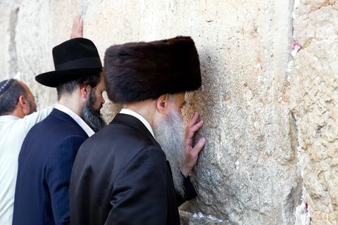 Jewish Men-Praying-Western (Wailing) Wall-Temple Mount