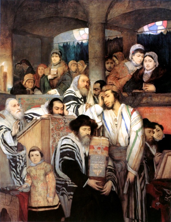 Jews Praying- Synagogue-Yom Kippur-Maurycy Gottlieb