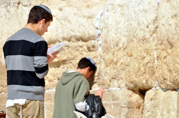 Jewish youth-pray-Western (Wailing) Wall