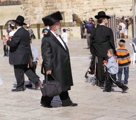 Ultra Orthodox Jewish men-children-Kotel-Jerusalem-Israel