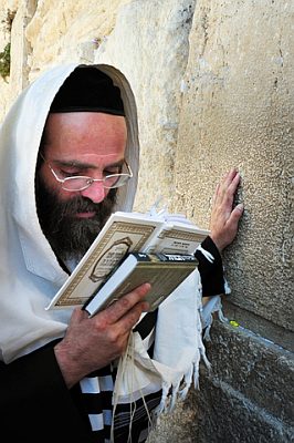 Orthodox Jewish man-prays-siddur