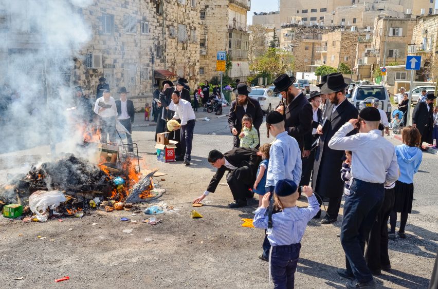 This morning before Passover, all the chametz (products with yeast) that was found during last night's search for chametz, and anything that was left over from breakfast, was burned.