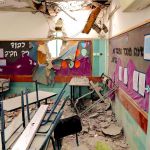 An Israeli kindergarten in Beersheva is struck by a Hamas missile.