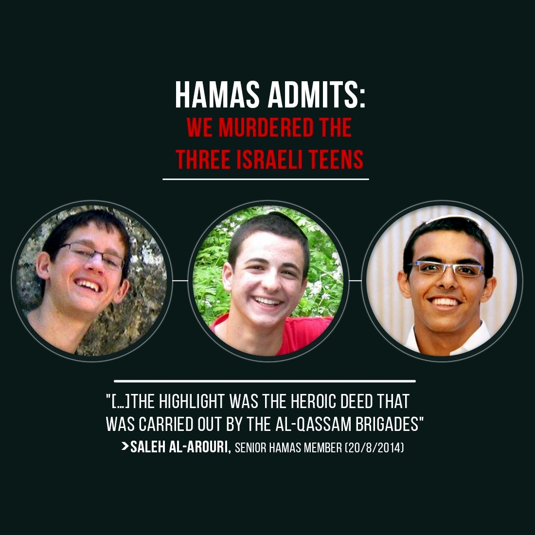 Hamas admits to murdering Israeli teens