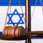 Scales of justice gavel Israel flag