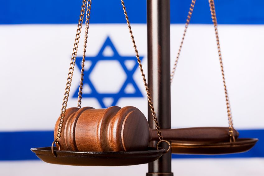 Scales of justice-gavel-Israel flag