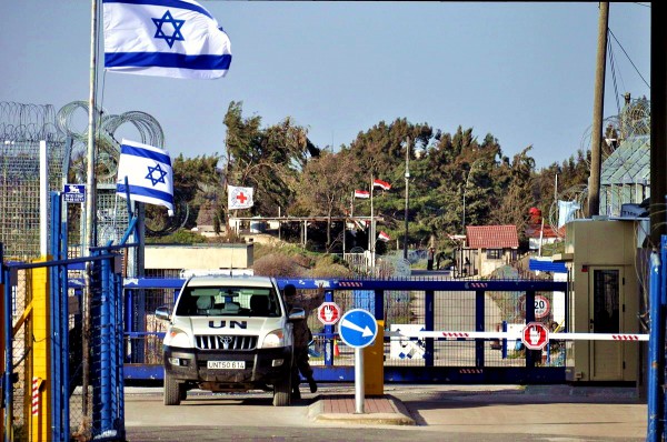 The UN controlled border crossing point between Syria and Israel at the Golan Heights.