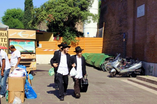 Orthodox Jewish students in Rome, Italy.