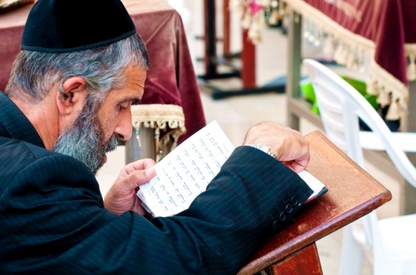 Orthodox man prays at the Kotel