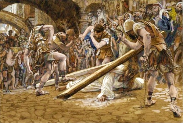 Yeshua Falls Beneath the Cross, by James Tissot