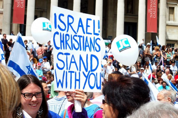 Christians stand with Israel at a rally in the United States.