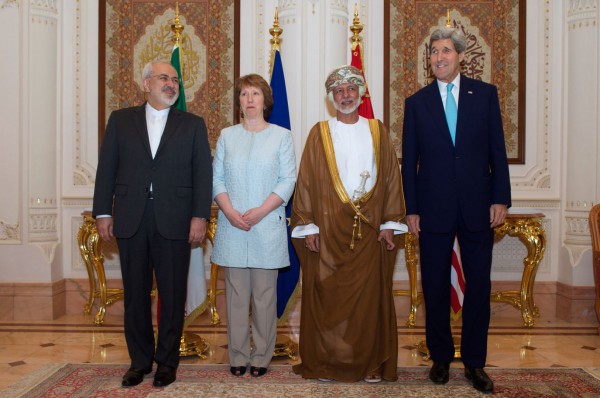 Foreign Minister Javad Zarif of Iran-Baroness Catherine Ashton of the European Union-Foreign Minister Yusuf bin Alawai of Oman-U.S. Secretary of State John Kerry