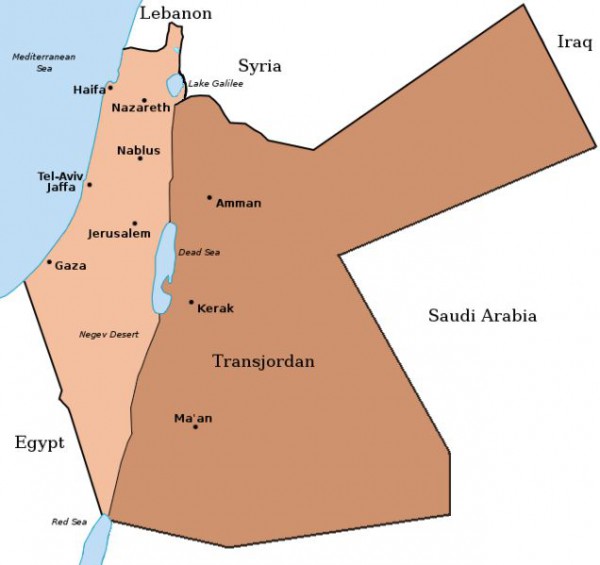 The British Mandate divided to create the Arab state of Transjordan