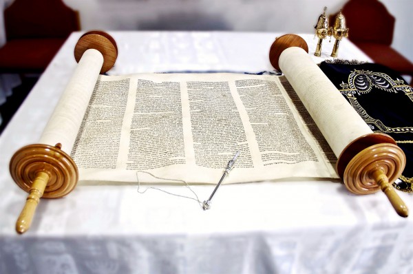 Torah scroll and yad (Torah pointer)