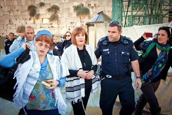 Board member Rachel Cohen Yeshurun (left) and director Lesley Sachs, of the Women of the Wall, were detained by police in 2012 for wearing tallitot at the Kotel (Western Wall) in Jerusalem.