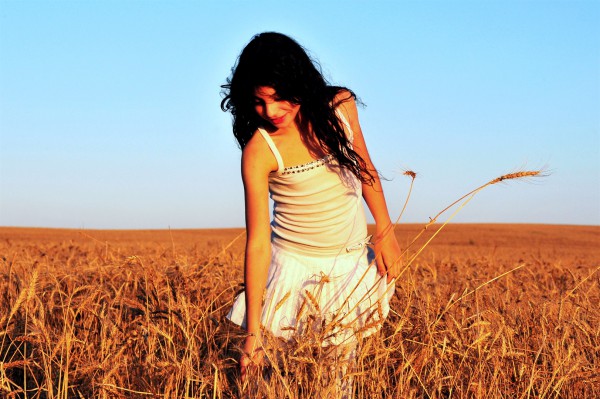 Israeli girl in a field of grain