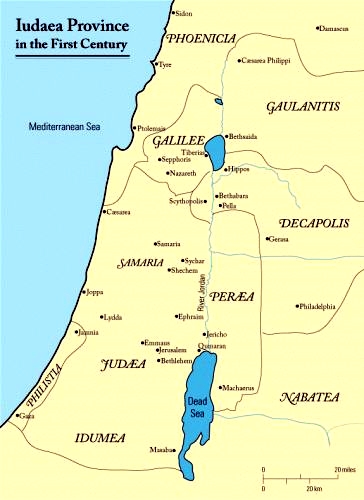 Judaea in the First Century (Map by J Woolridge)