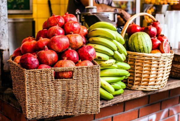 shuk-fruit stall-Israel-pomegranates