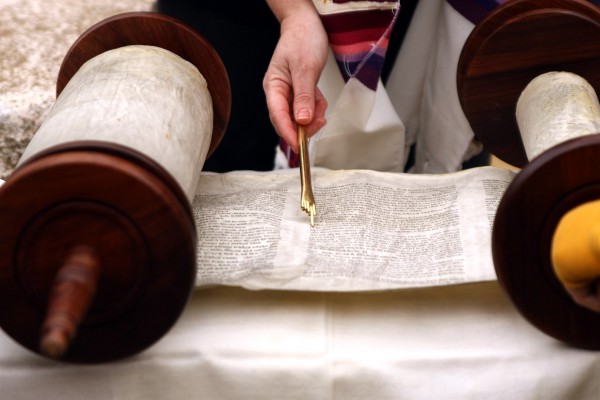 Torah scroll and yad (Torah pointer, literally, hand)