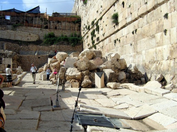 These ruins at the base of the Temple Mount wall include stones that the Romans toppled from the Temple Mount above.