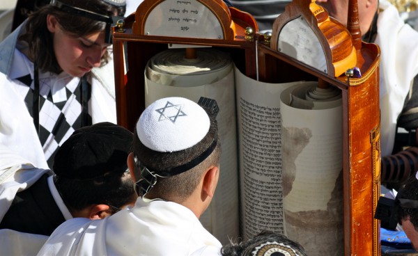 Reading the Torah at the Western (Wailing) Wall in Jerusalem (Photo by Kyle Taylor)