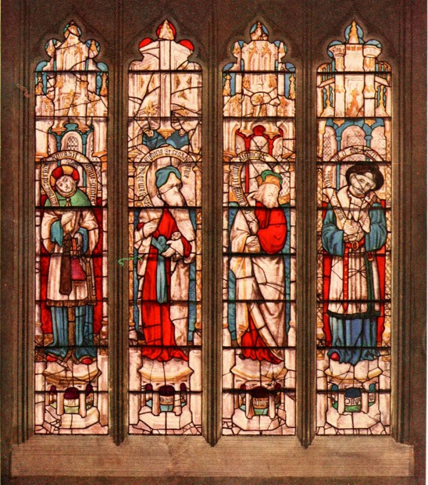 The prophets Joel, Zephaniah, Amos, and Hosea in St. Mary's Church in Fairford, England.