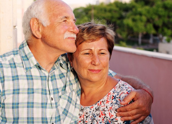 A senior couple in Israel enjoys a quiet moment together.