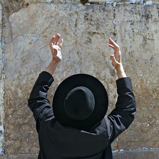 Orthodox Jewish man, western wall, worship