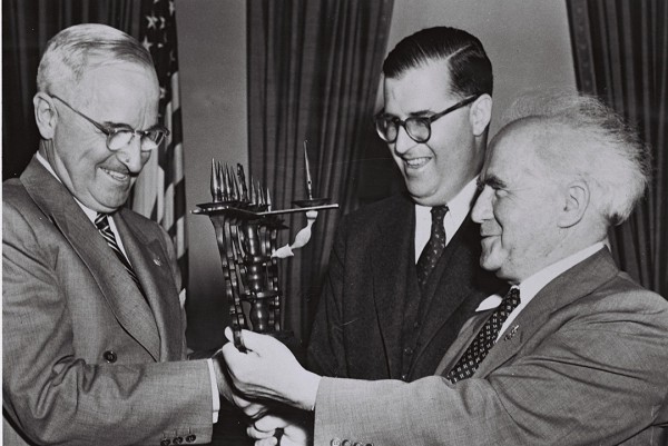 President Harry Trumn receives Menorah from David ben Gurion