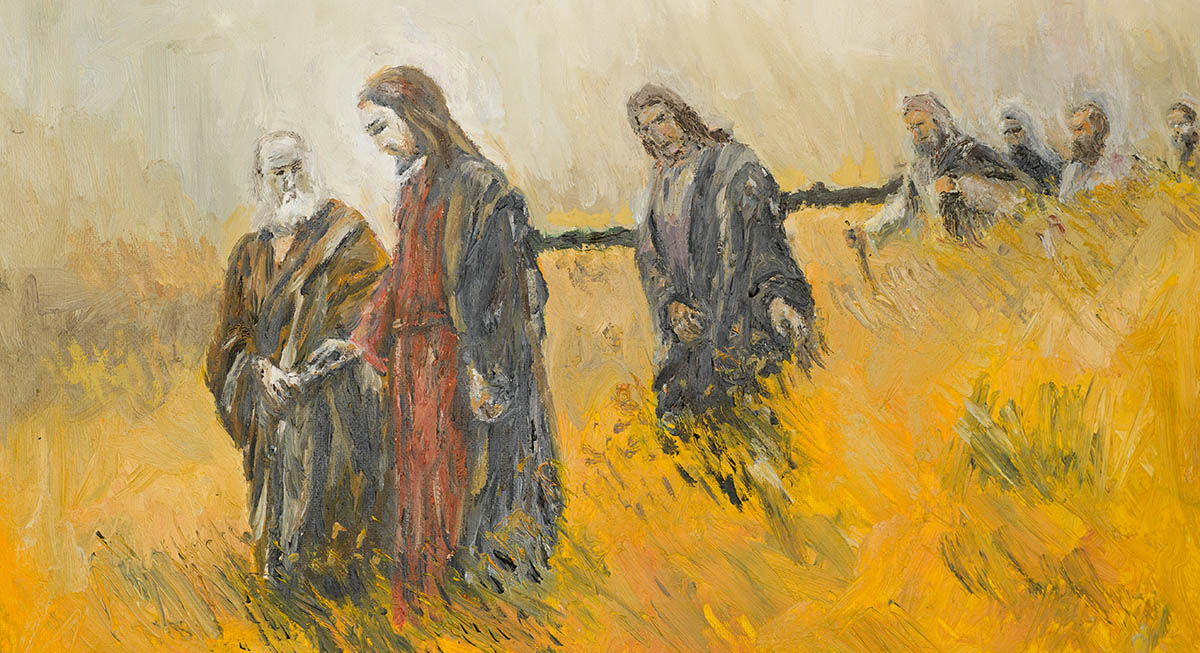 Yeshua and His Disciples in a Meadow oil painting