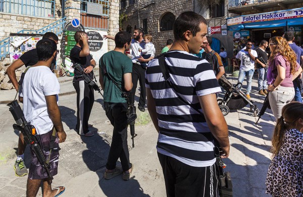 Soldiers in Safed, Israel prepare to go home for Shabbat.