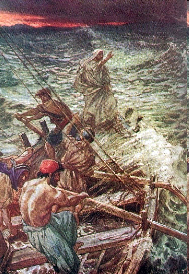 Yeshua Calms the Storm on the Sea of Galilee (1908), by William Hole